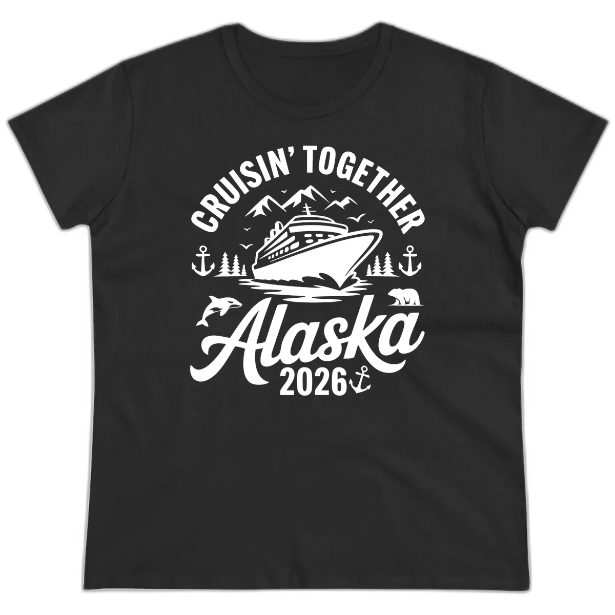 Cruisin' Together Alaska Adventure 2026 Wildlife Ladies Tee in Black