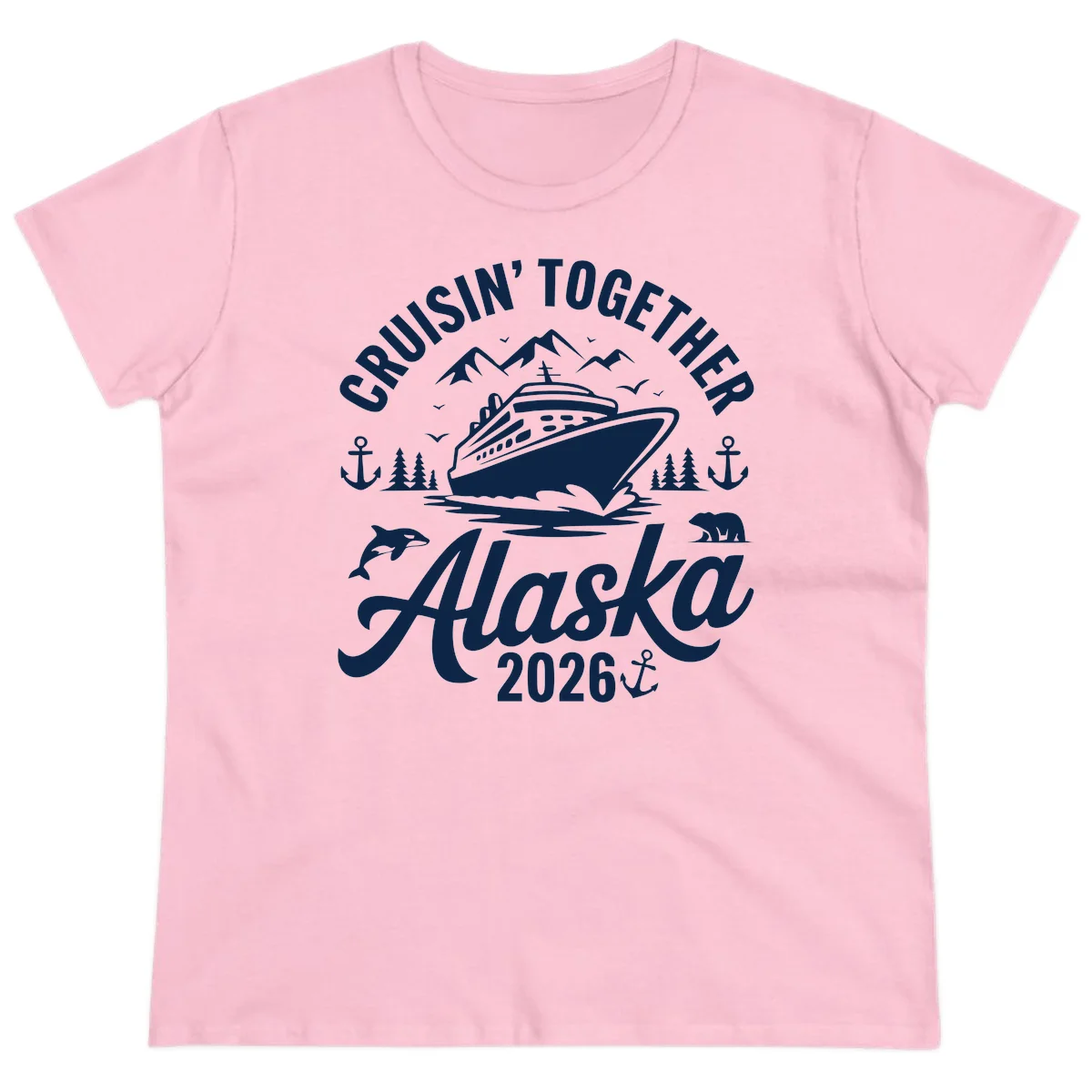 Cruisin' Together Alaska Adventure 2026 Wildlife Ladies Tee in Light Pink