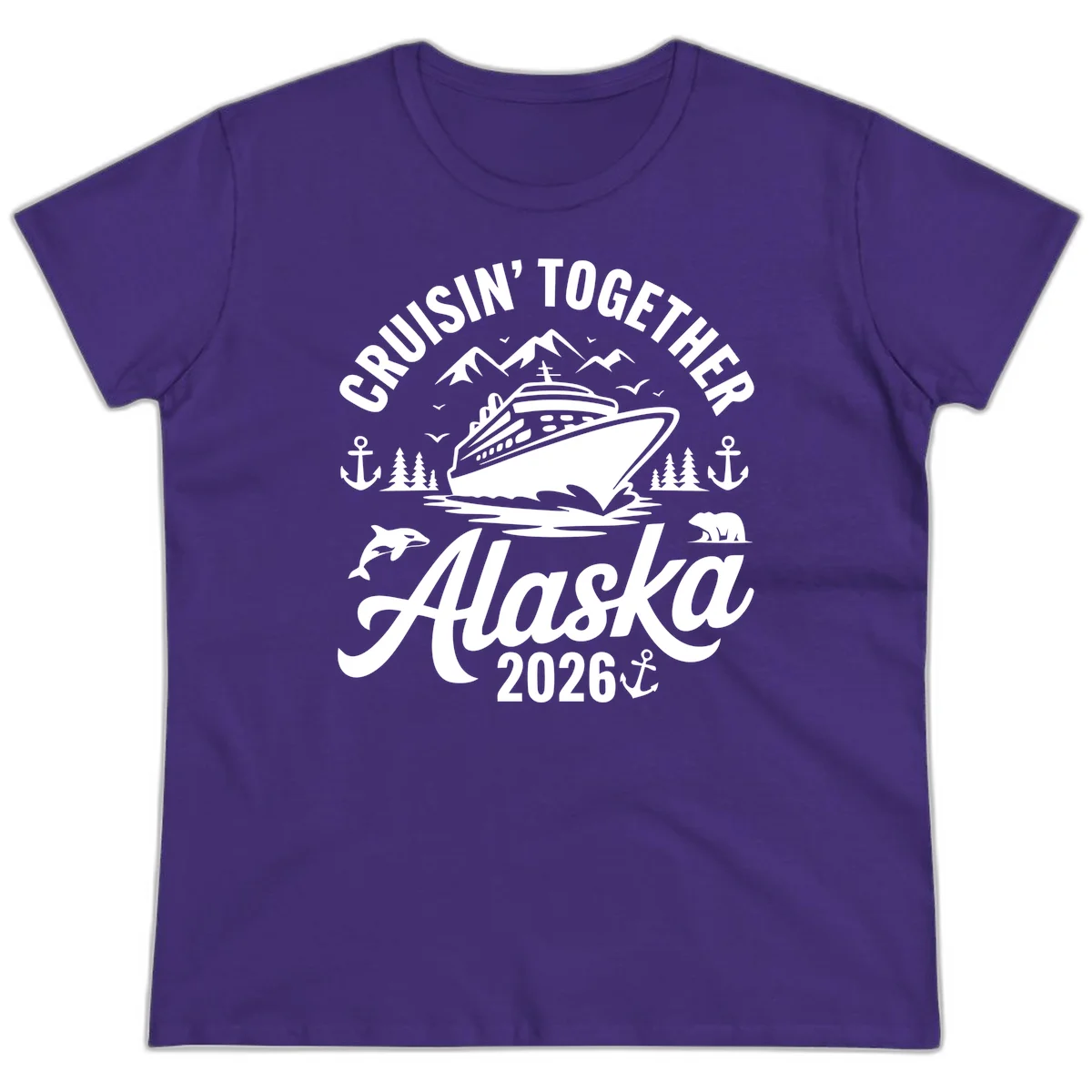 Cruisin' Together Alaska Adventure 2026 Wildlife Ladies Tee in Purple