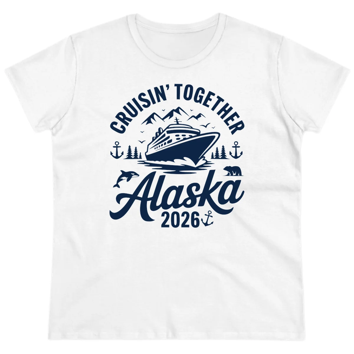 Cruisin' Together Alaska Adventure 2026 Wildlife Ladies Tee in White