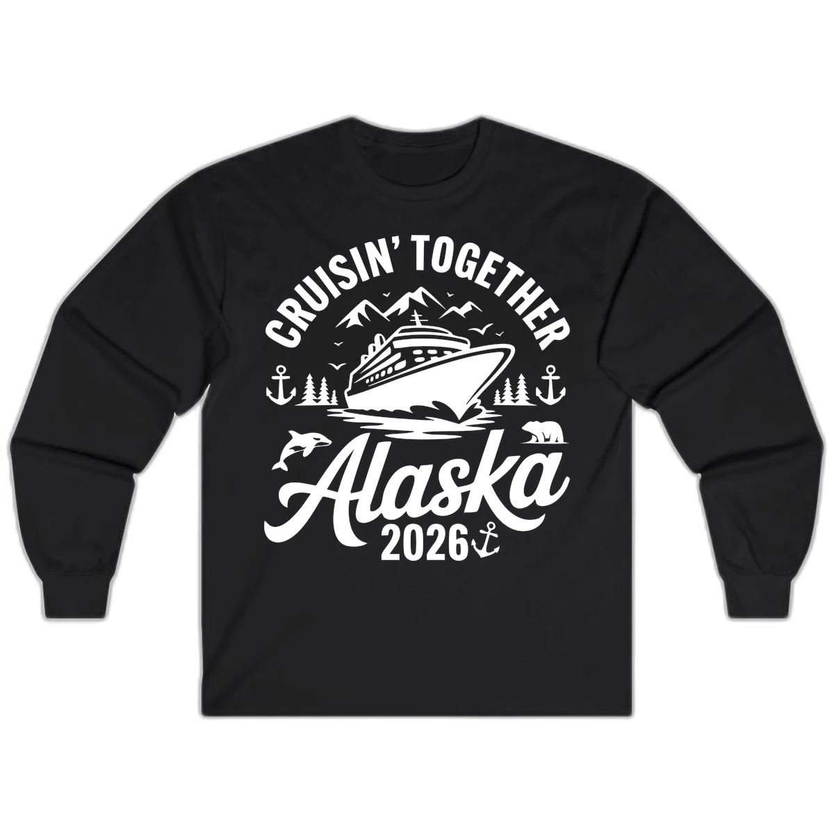 Cruisin' Together Alaska Adventure 2026 Wildlife Long Sleeve Tee in Black