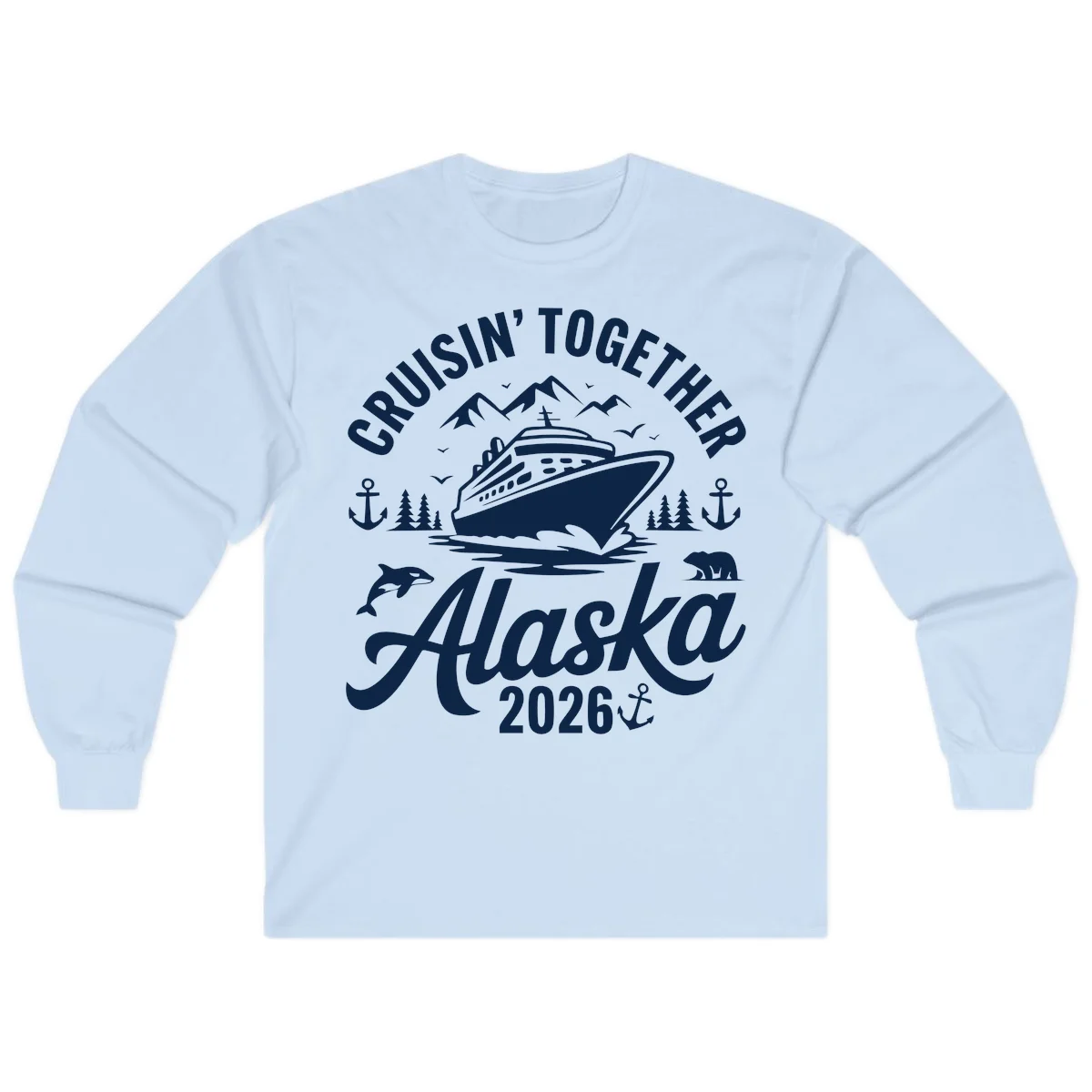 Cruisin' Together Alaska Adventure 2026 Wildlife Long Sleeve Tee in Light Blue
