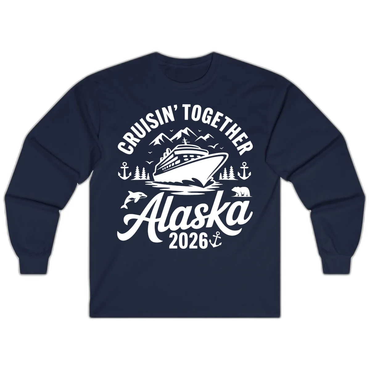 Cruisin' Together Alaska Adventure 2026 Wildlife Long Sleeve Tee in Navy