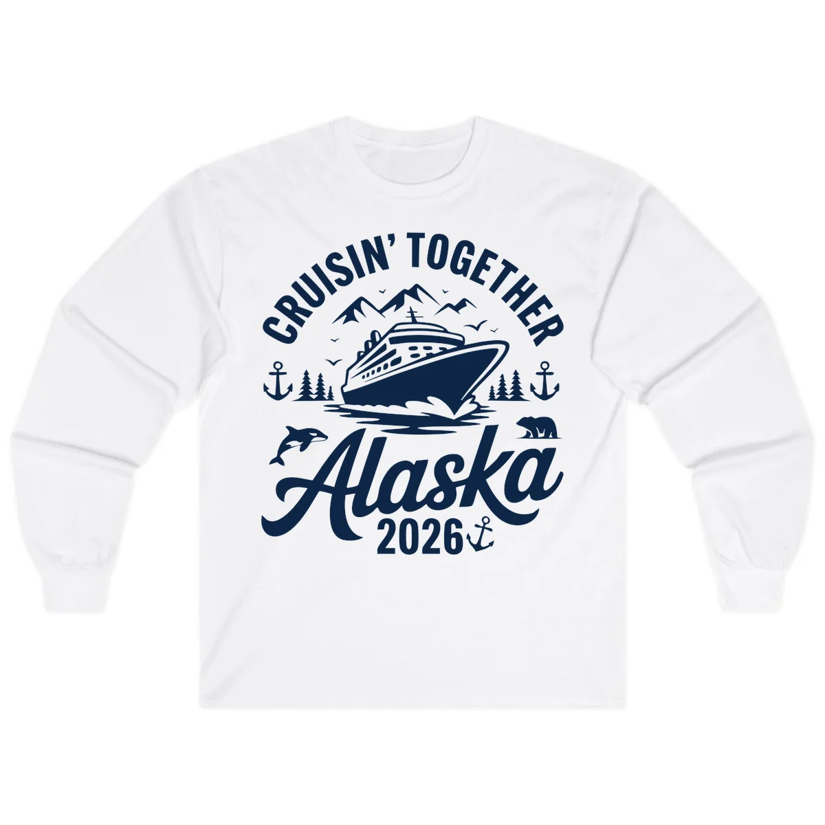 Cruisin' Together Alaska Adventure 2026 Wildlife Long Sleeve Tee in White