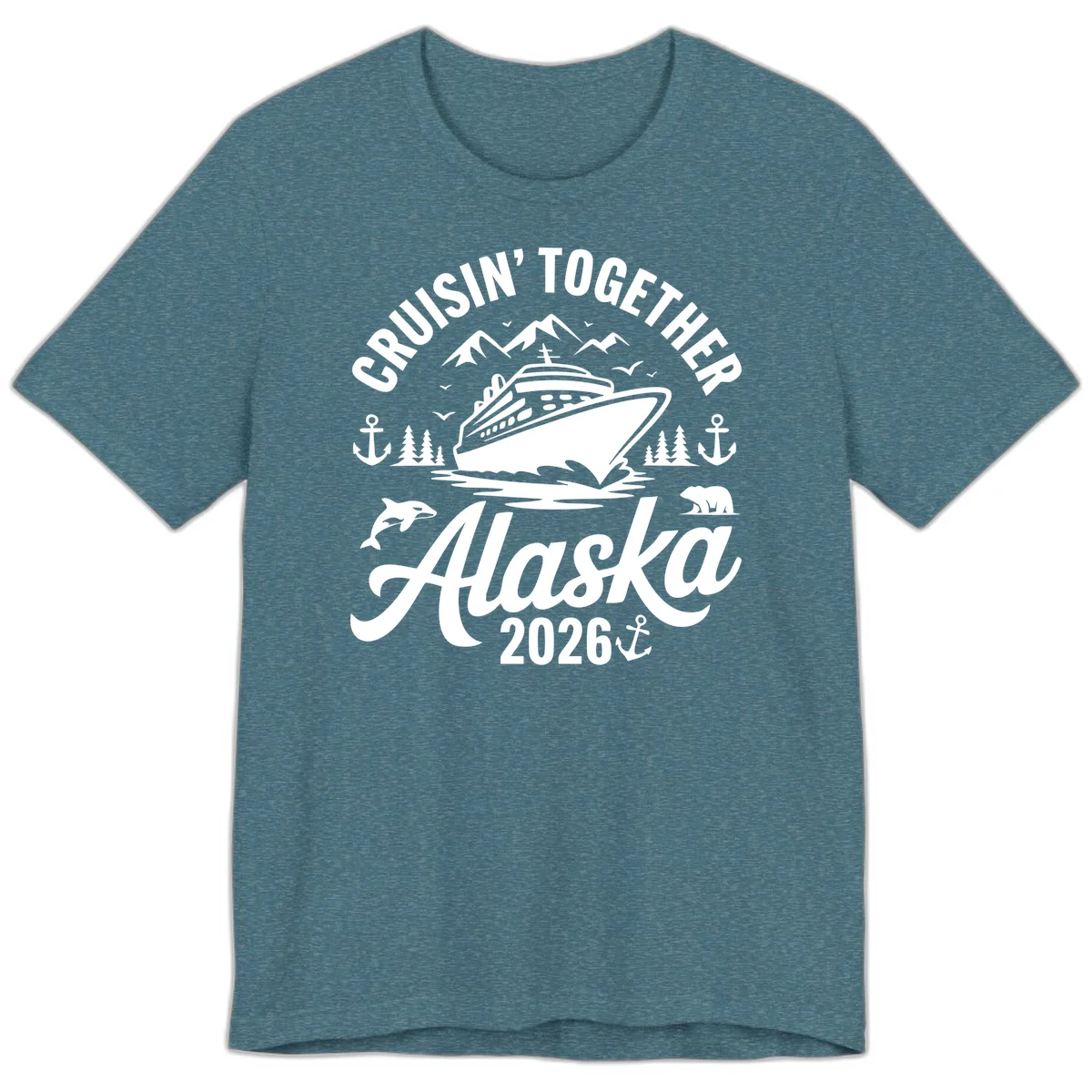 Cruisin' Together Alaska Adventure 2026 Wildlife Premium T-Shirt in Heather Deep Teal