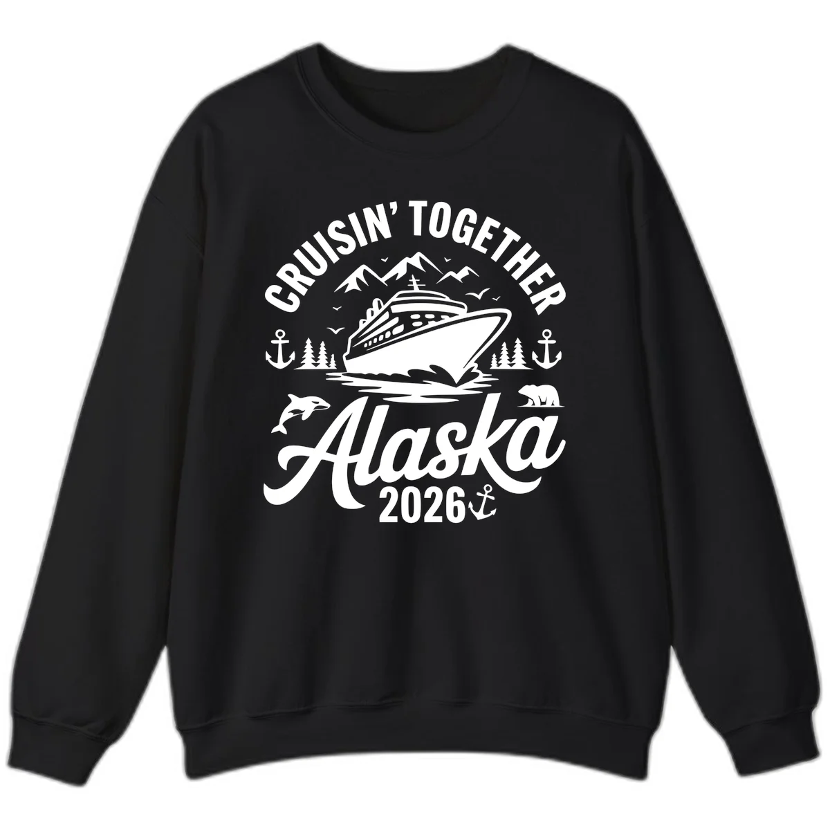 Cruisin' Together Alaska Adventure 2026 Wildlife Crewneck Sweatshirt in Black