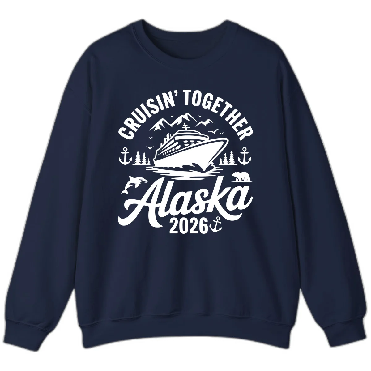 Cruisin' Together Alaska Adventure 2026 Wildlife Crewneck Sweatshirt in Navy