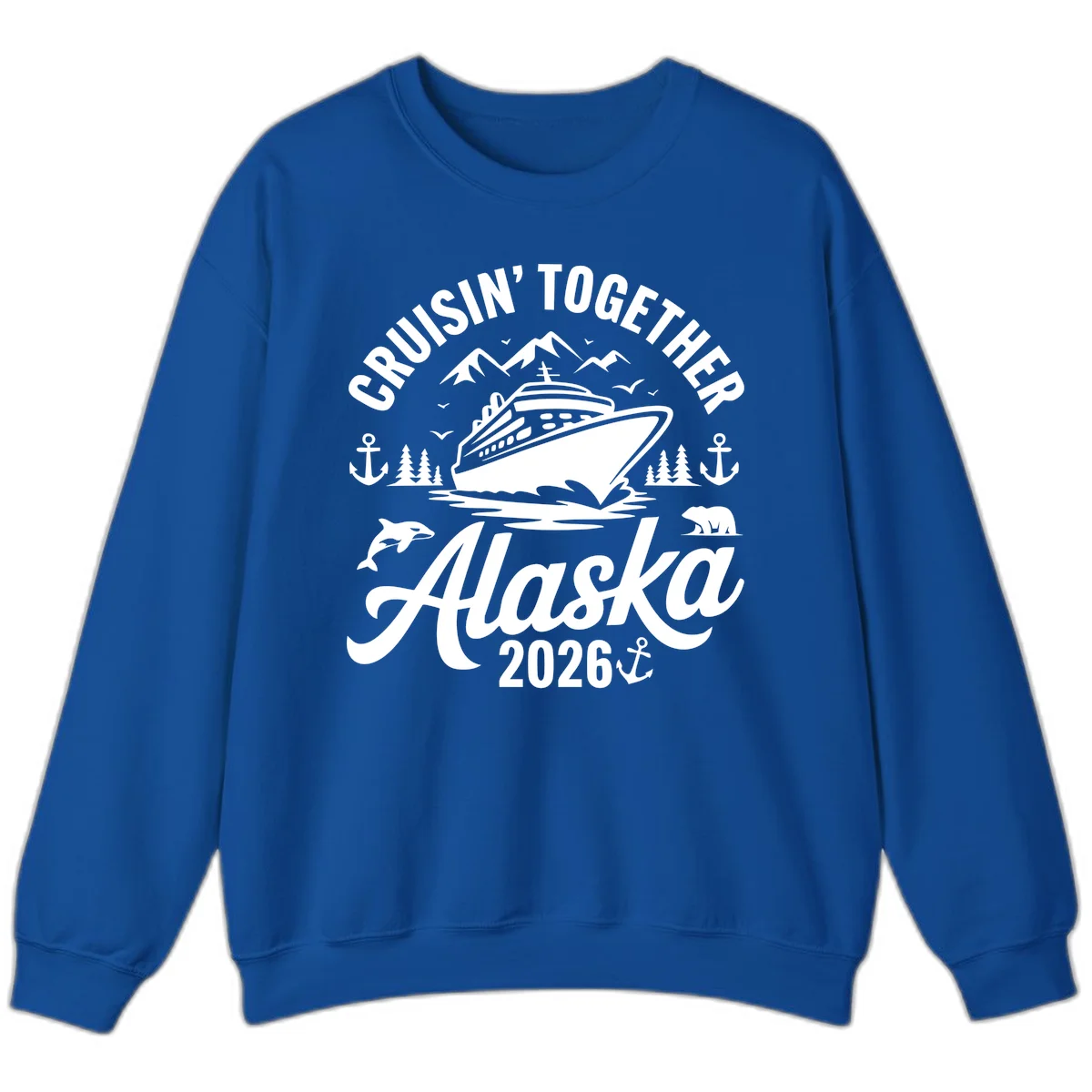Cruisin' Together Alaska Adventure 2026 Wildlife Crewneck Sweatshirt in Royal