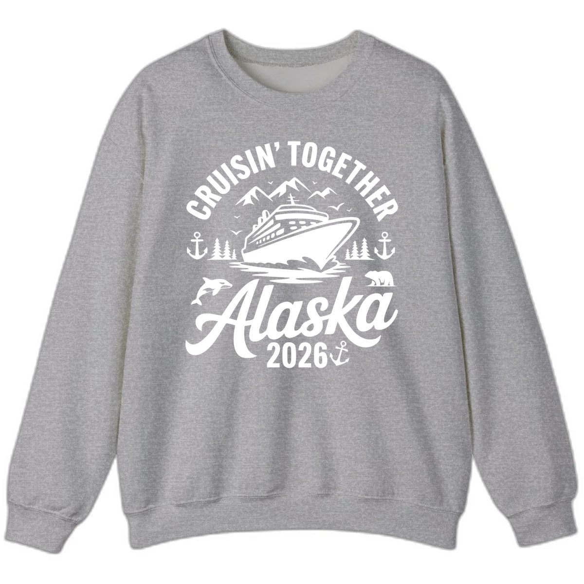 Cruisin' Together Alaska Adventure 2026 Wildlife Crewneck Sweatshirt in Sport Grey