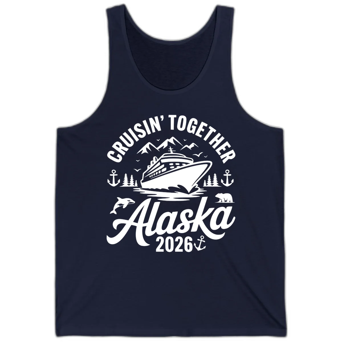 Cruisin' Together Alaska Adventure 2026 Wildlife Tank Top in Navy