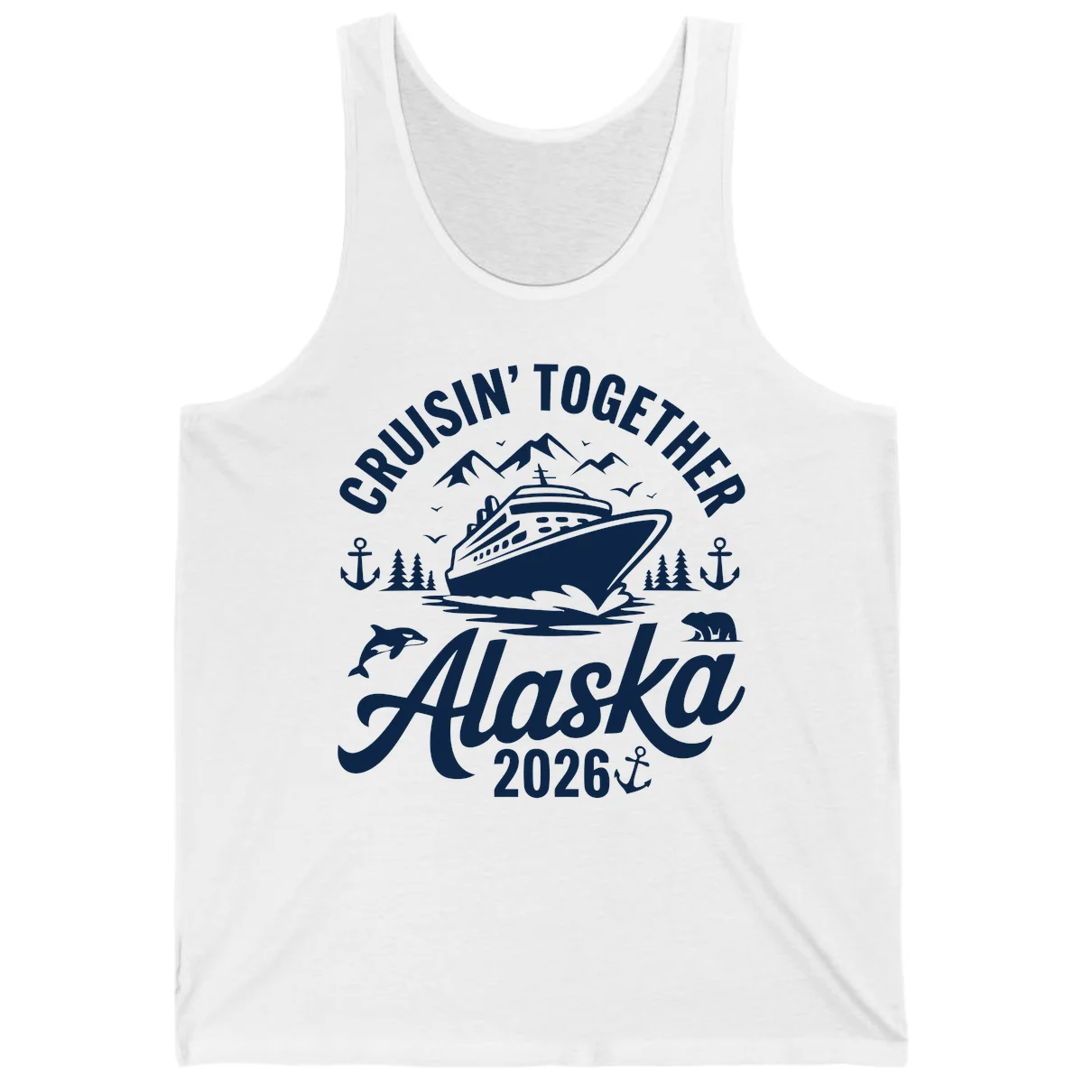 Cruisin' Together Alaska Adventure 2026 Wildlife Tank Top in White