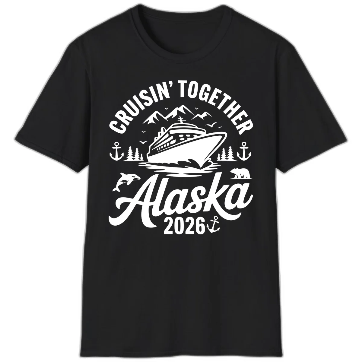 Cruisin' Together Alaska Adventure 2026 Wildlife T-Shirt in Black