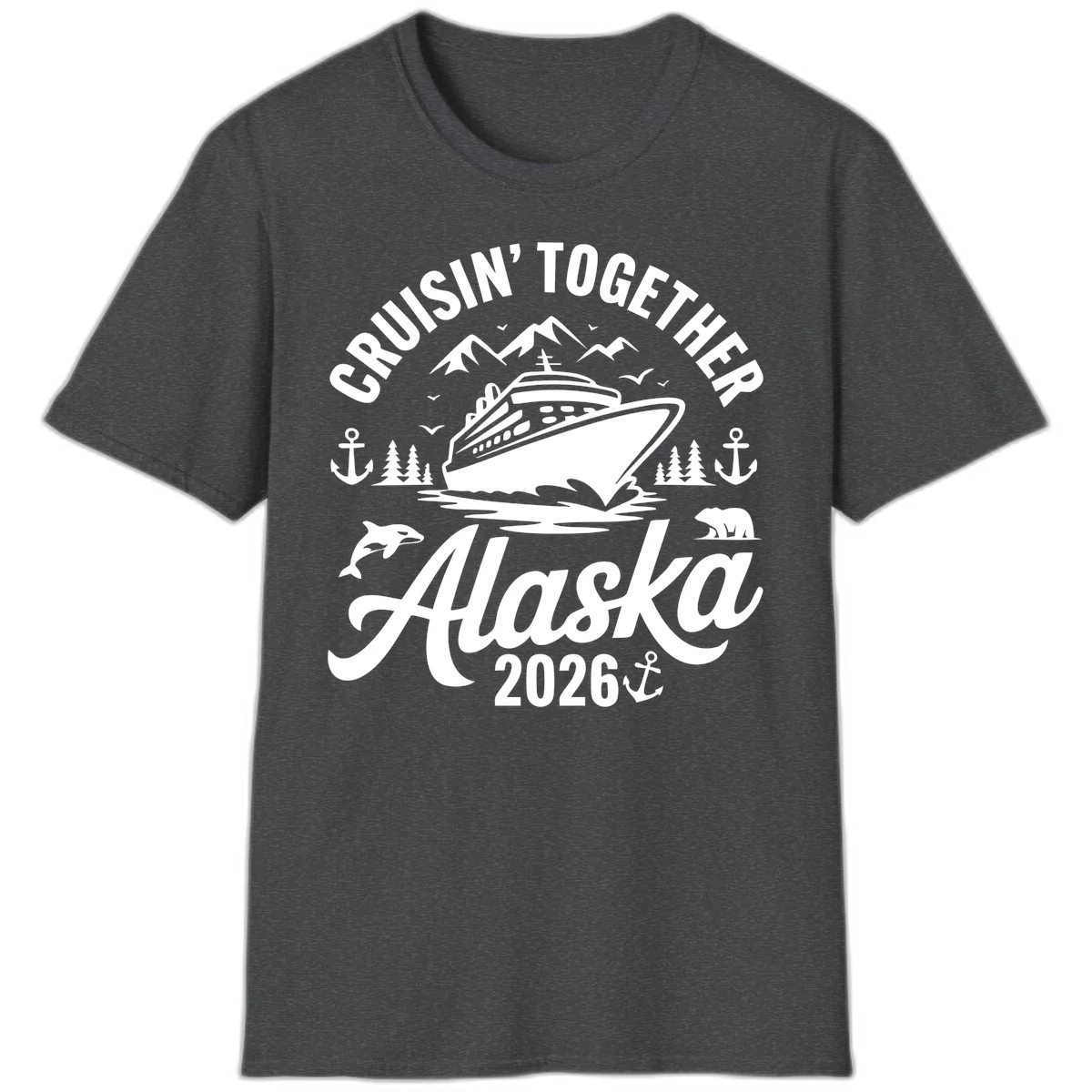 Cruisin' Together Alaska Adventure 2026 Wildlife T-Shirt in Dark Heather