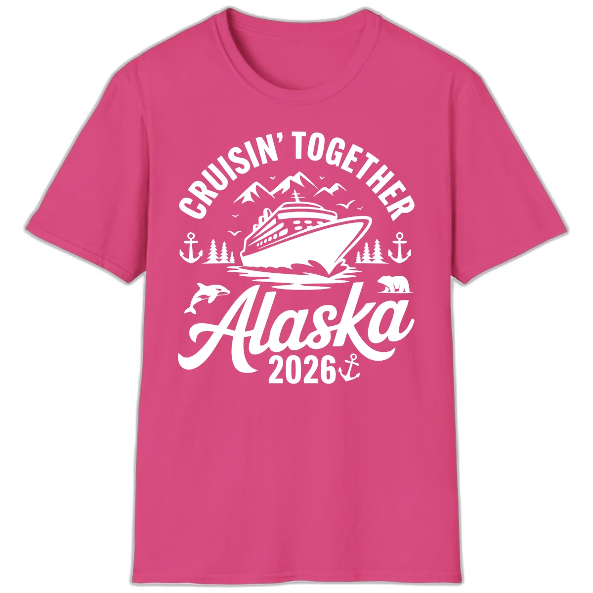 Cruisin' Together Alaska Adventure 2026 Wildlife T-Shirt in Heliconia