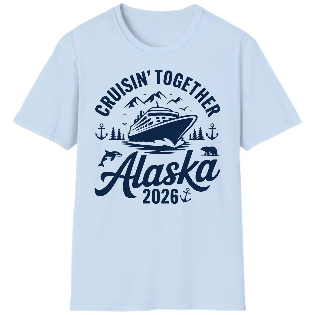 Cruisin' Together Alaska Adventure 2026 Wildlife T-Shirt in Light Blue