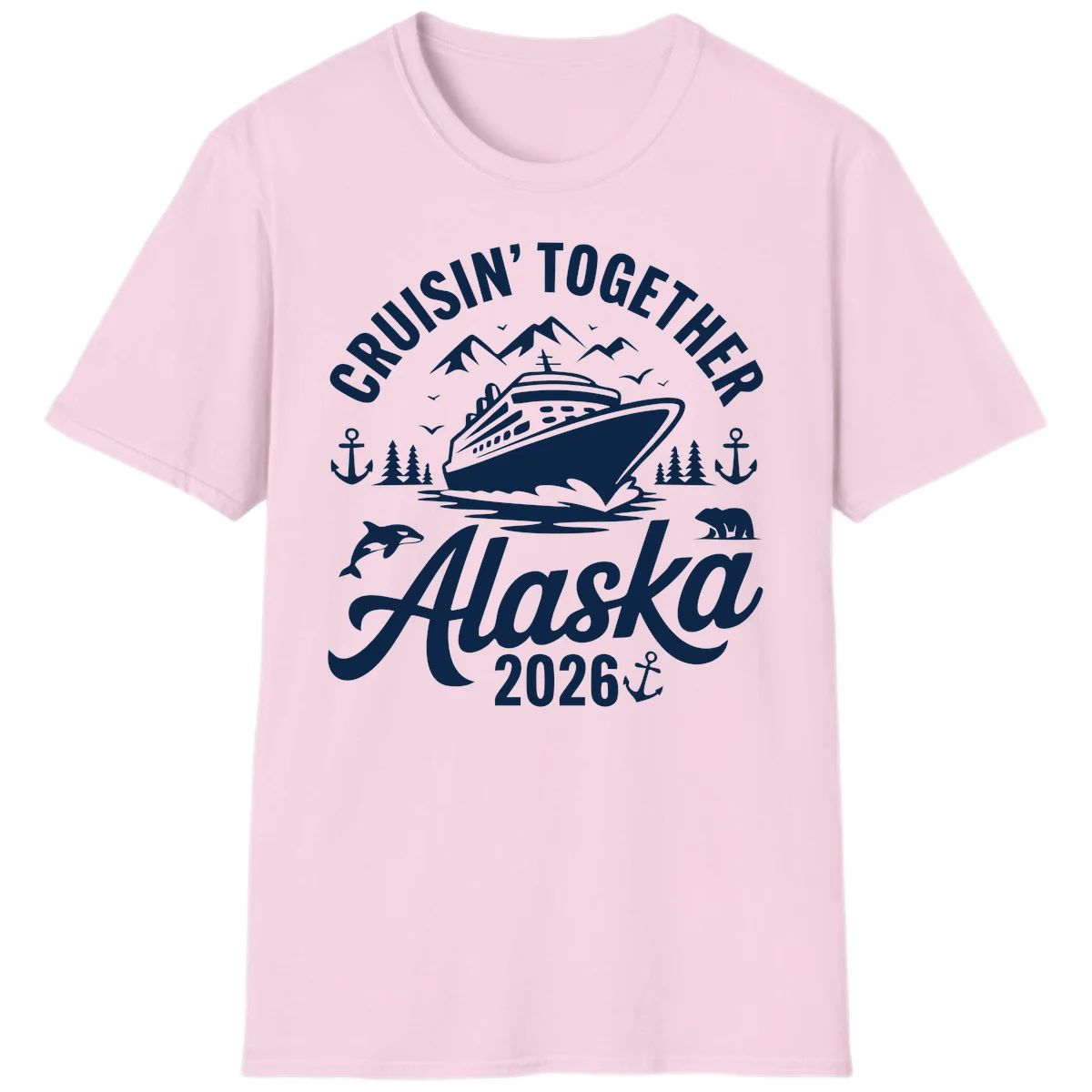 Cruisin' Together Alaska Adventure 2026 Wildlife T-Shirt in Light Pink