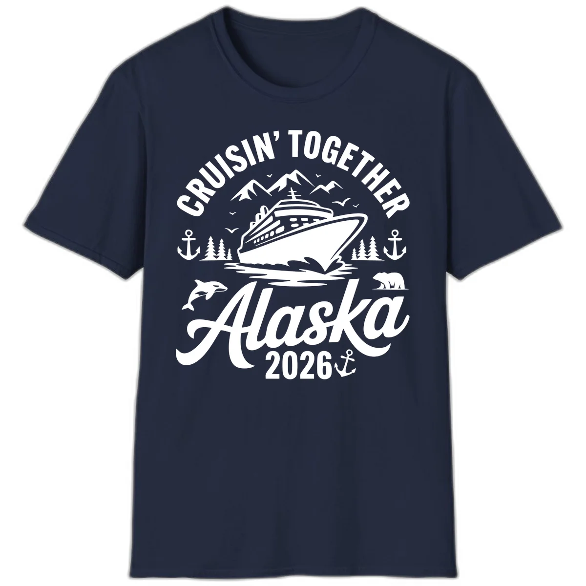 Cruisin' Together Alaska Adventure 2026 Wildlife T-Shirt in Navy