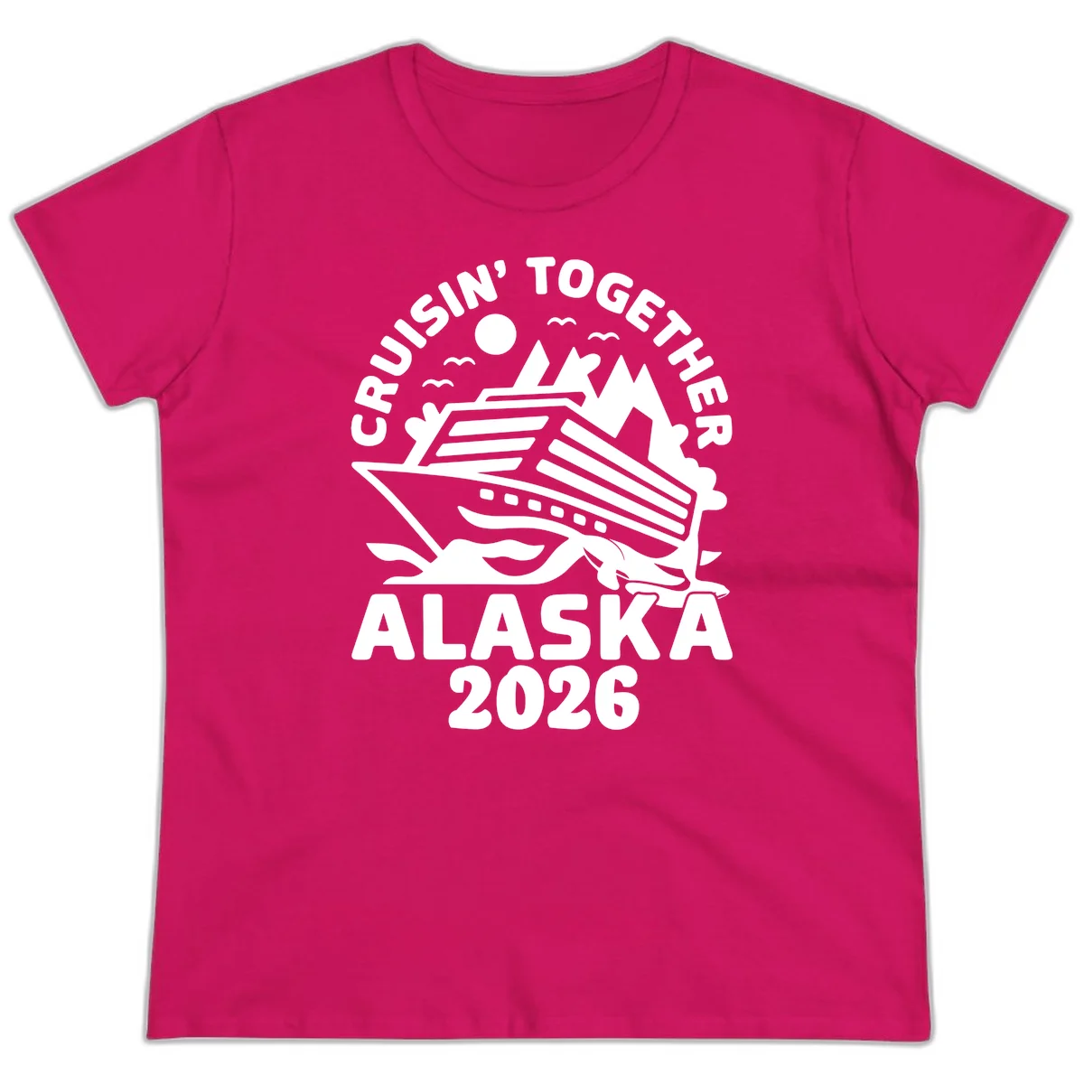 Cruisin' Together Alaska 2026 Scenic Ladies Tee in Heliconia