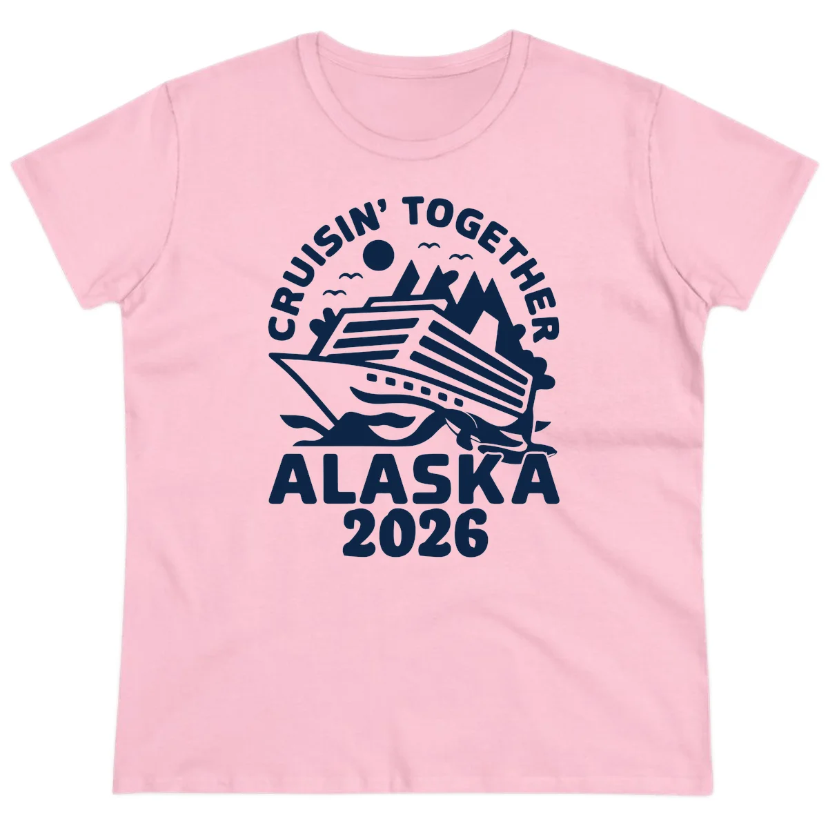 Cruisin' Together Alaska 2026 Scenic Ladies Tee in Light Pink