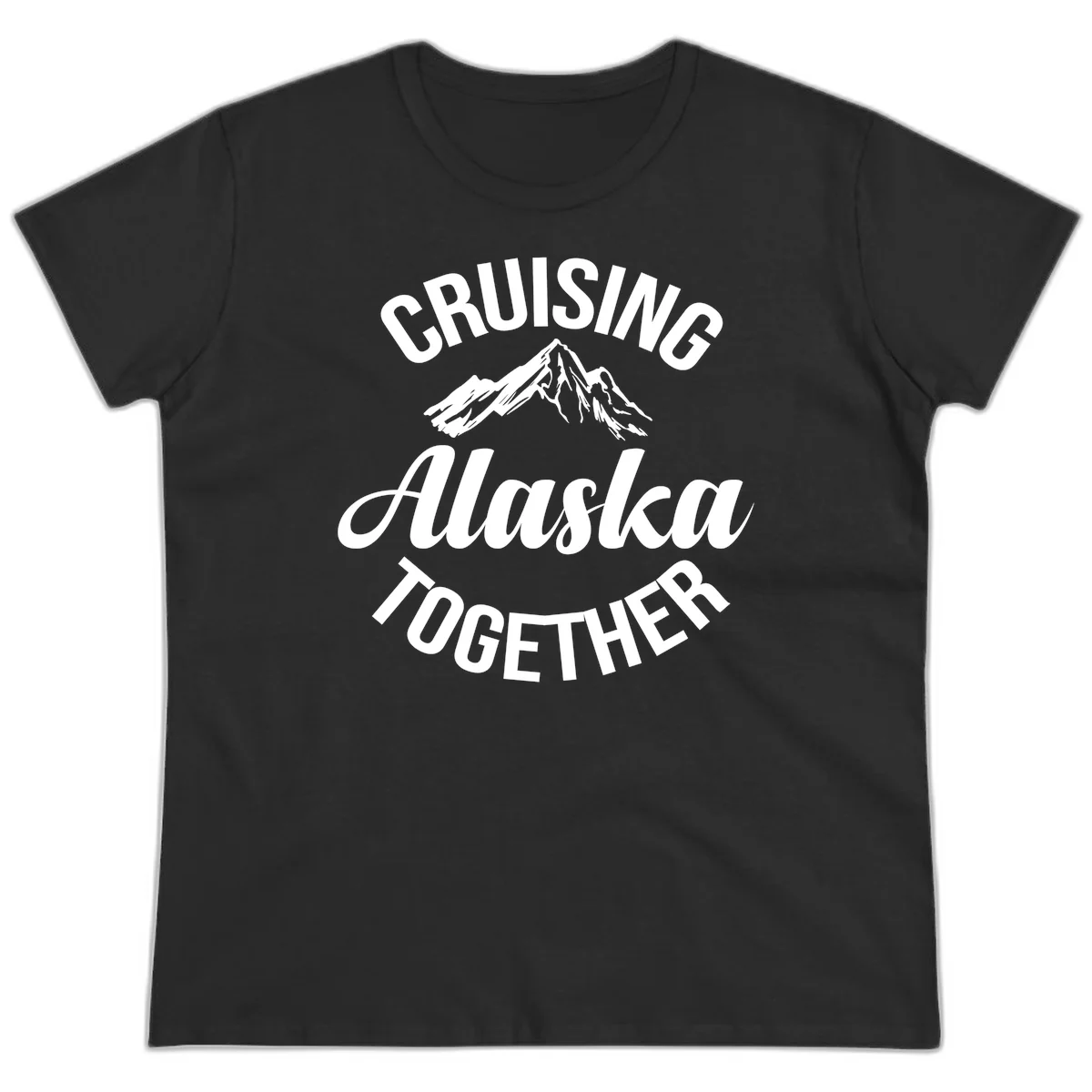 Cruising Alaska Together Mountain Ladies Tee in Black