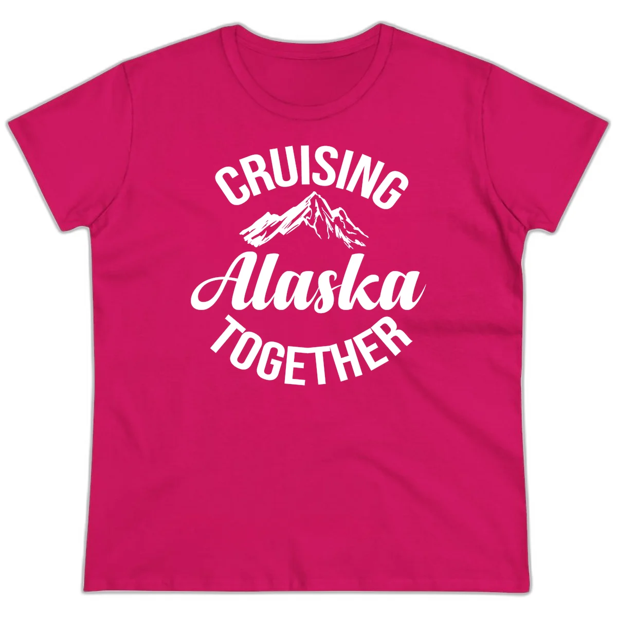 Cruising Alaska Together Mountain Ladies Tee in Heliconia