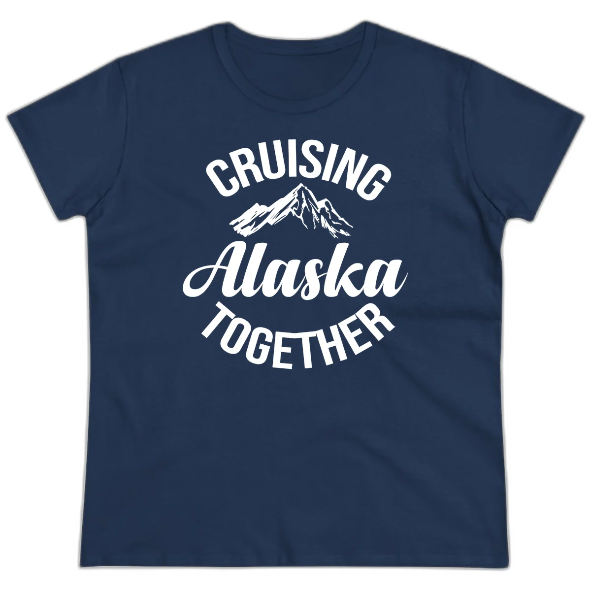 Cruising Alaska Together Mountain Ladies Tee in Navy