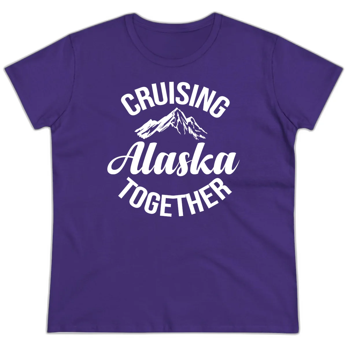 Cruising Alaska Together Mountain Ladies Tee in Purple