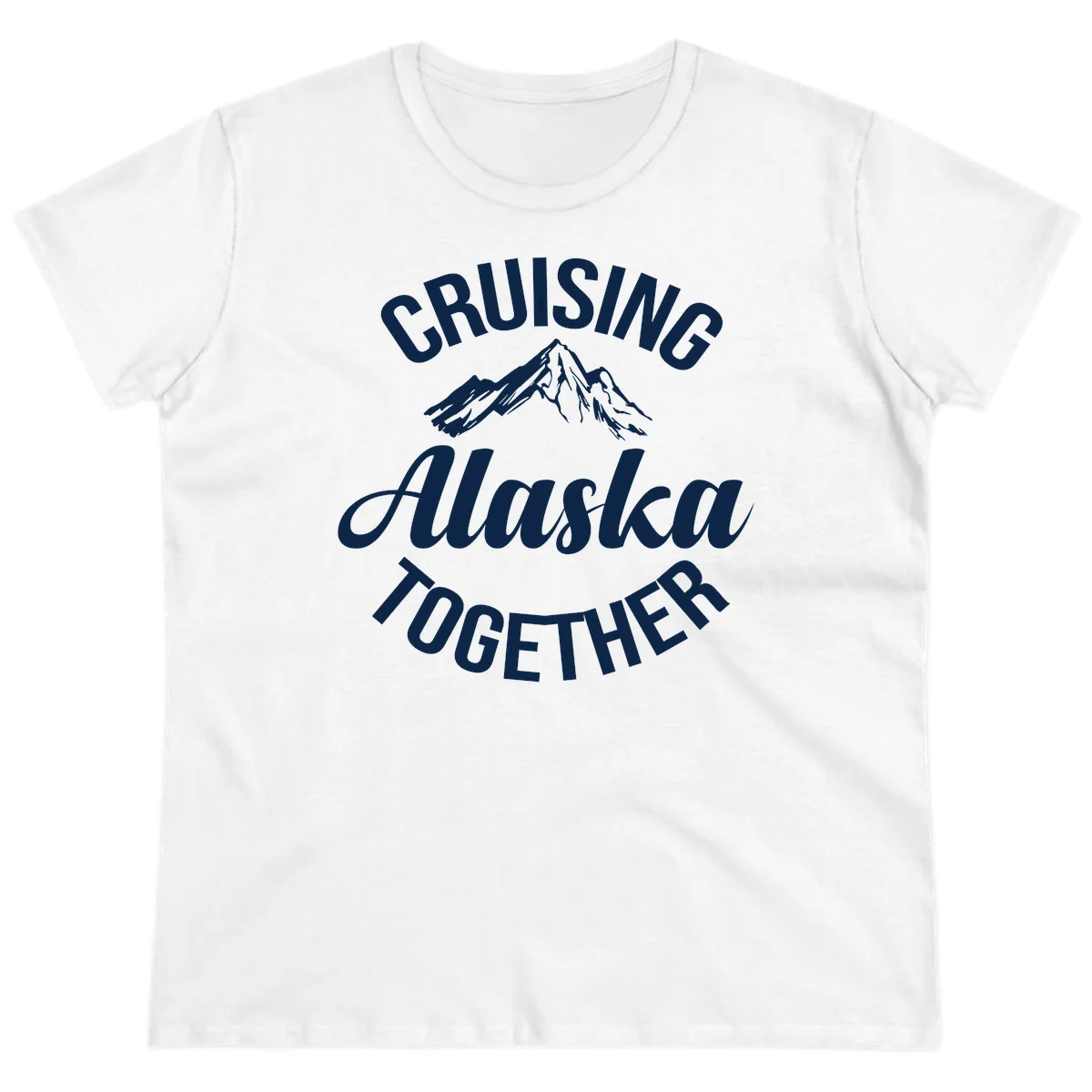 Cruising Alaska Together Mountain Ladies Tee in White