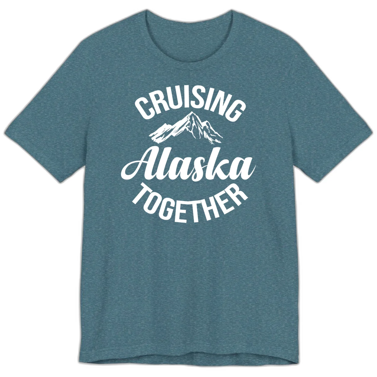 Cruising Alaska Together Mountain Premium Tee in Heather Deep Teal