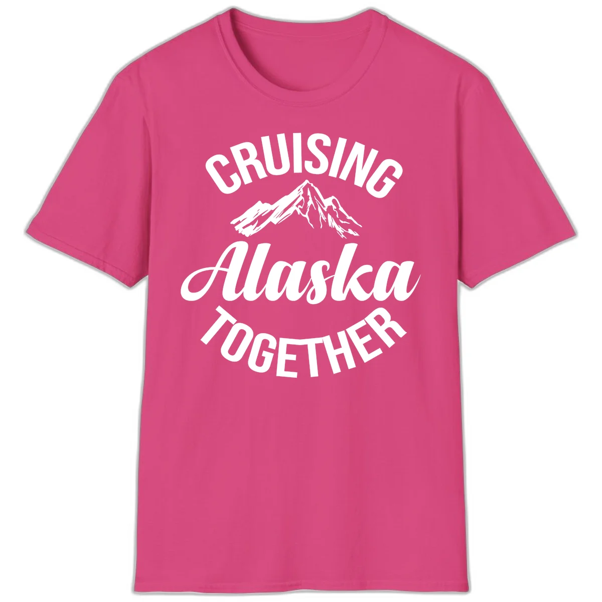 Cruising Alaska Together Mountain T-Shirt in Heliconia