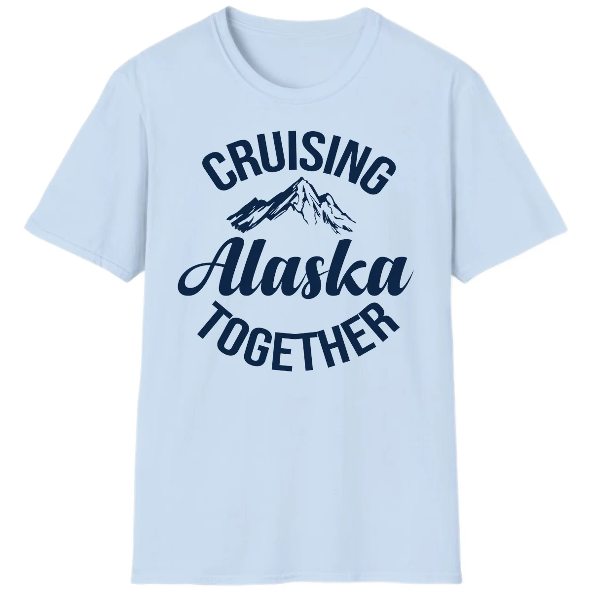 Cruising Alaska Together Mountain T-Shirt in Light Blue