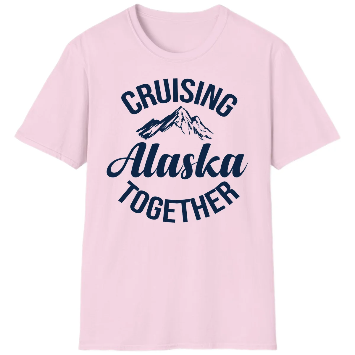 Cruising Alaska Together Mountain T-Shirt in Light Pink