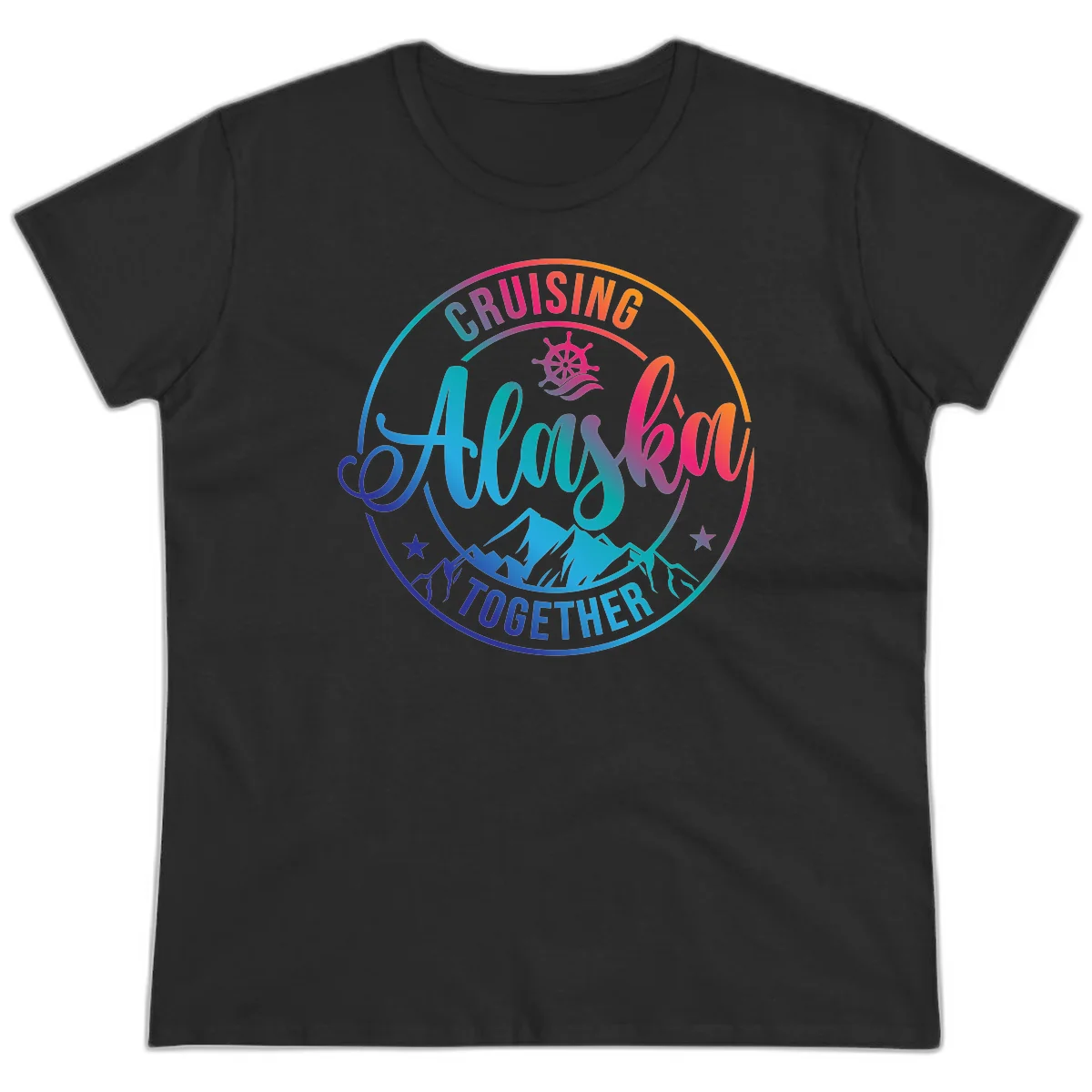 Cruising Always Together Alaska Ladies Tee in Black
