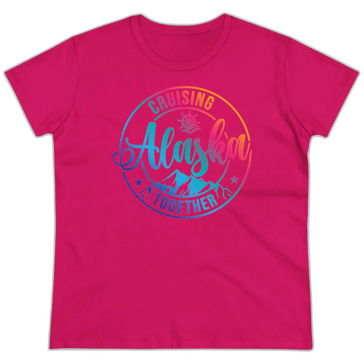 Cruising Always Together Alaska Ladies Tee in Heliconia