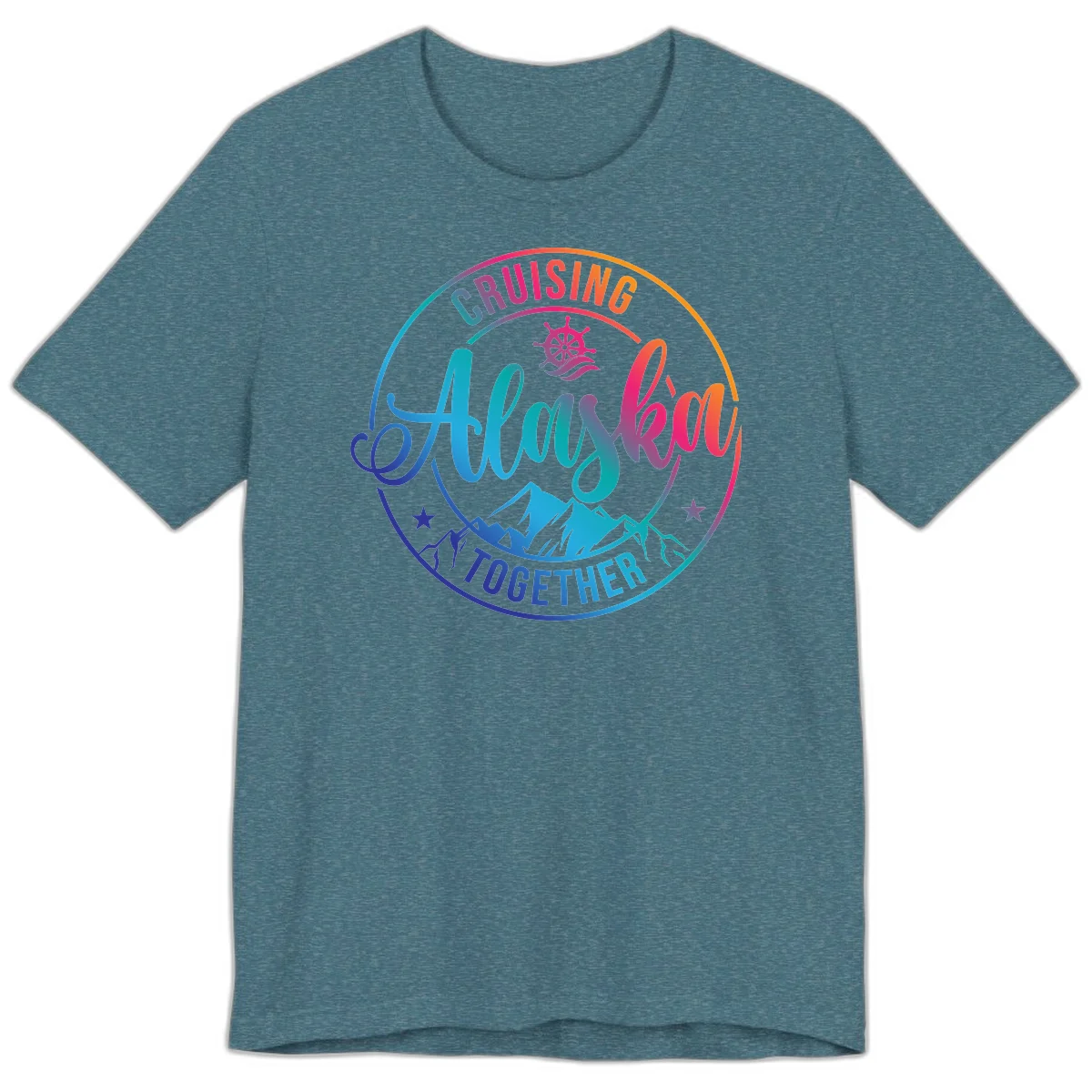 Cruising Always Together Alaska Premium Tee in Heather Deep Teal