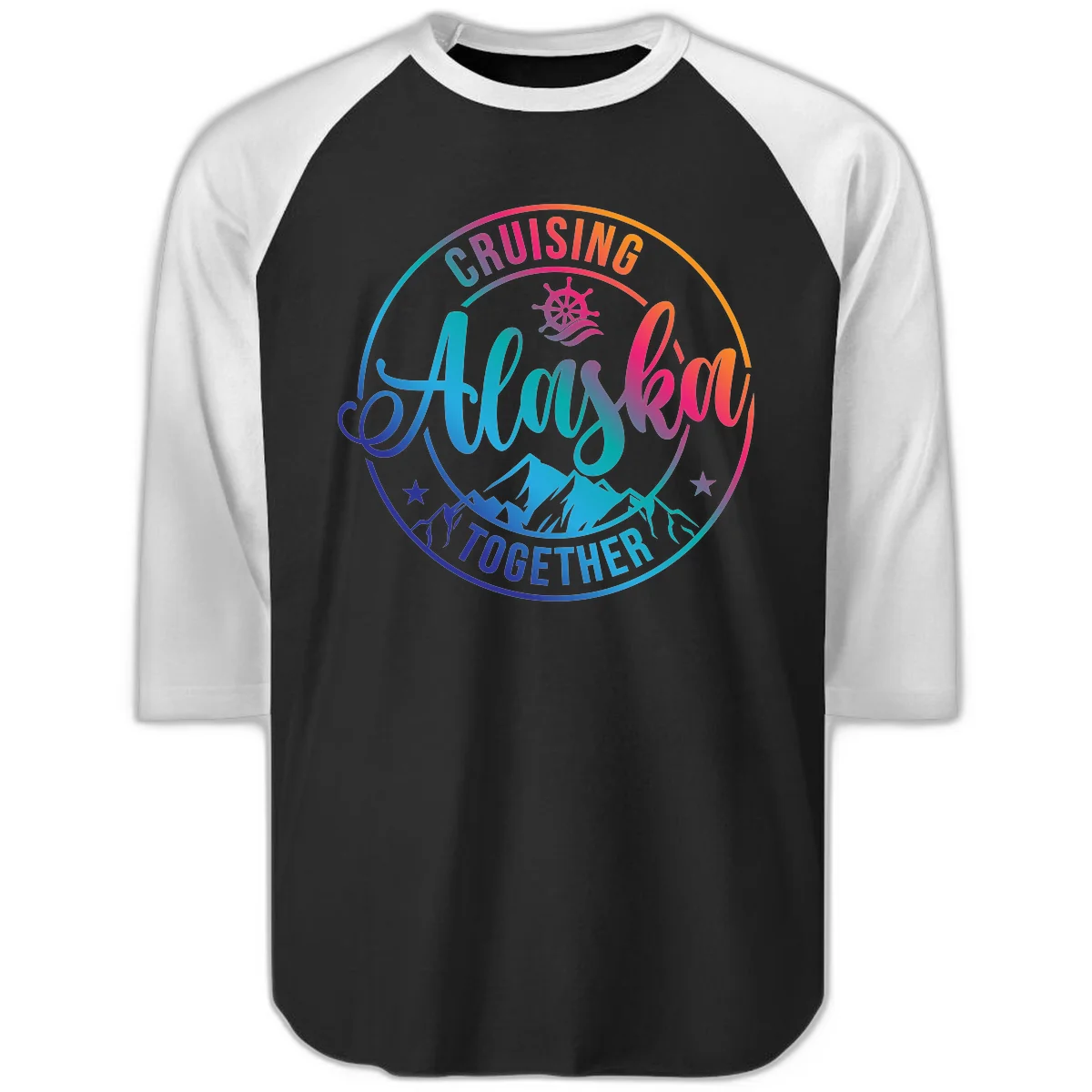 Cruising Always Together Alaska Raglan 3/4 in Black White