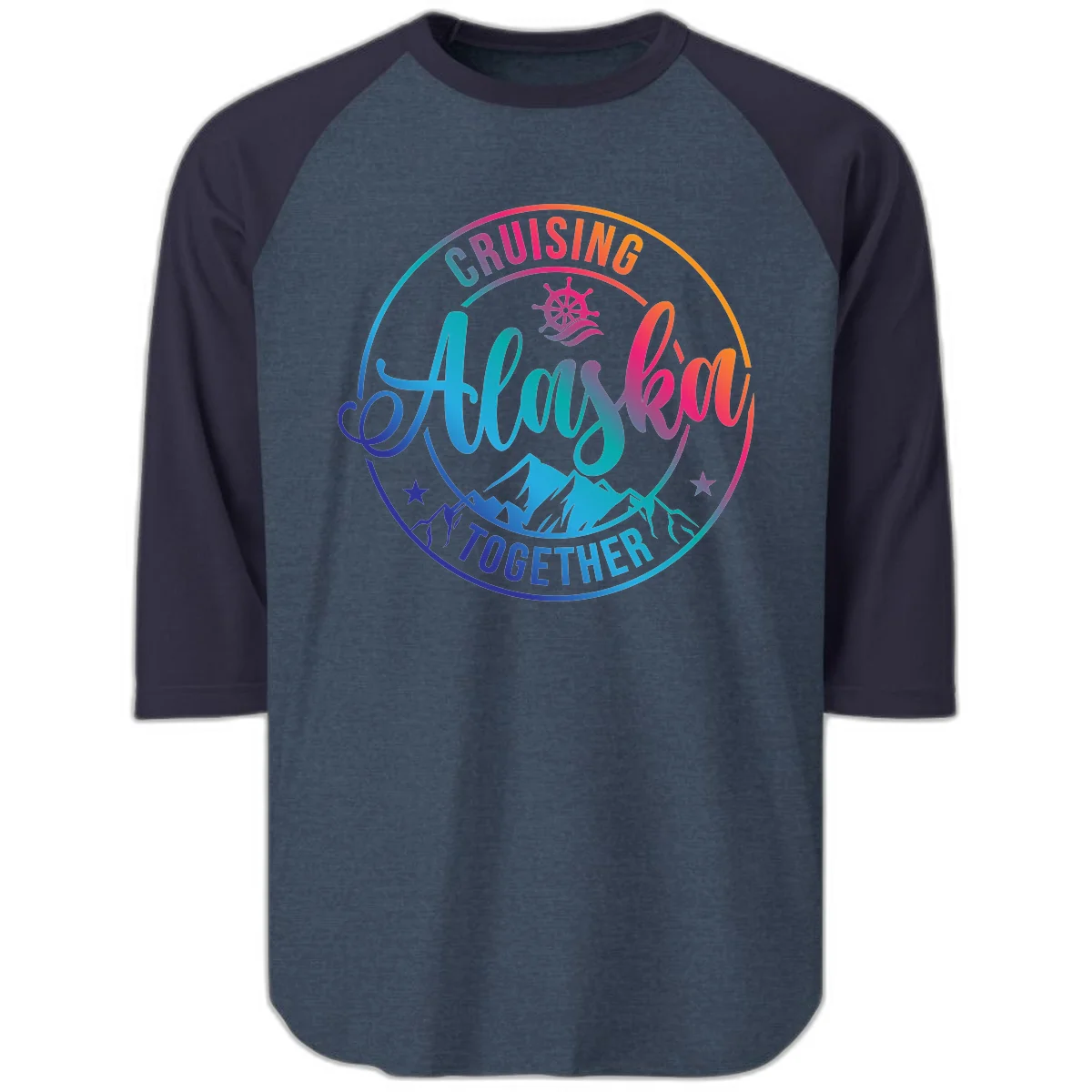 Cruising Always Together Alaska Raglan 3/4 in Heather Denim Navy