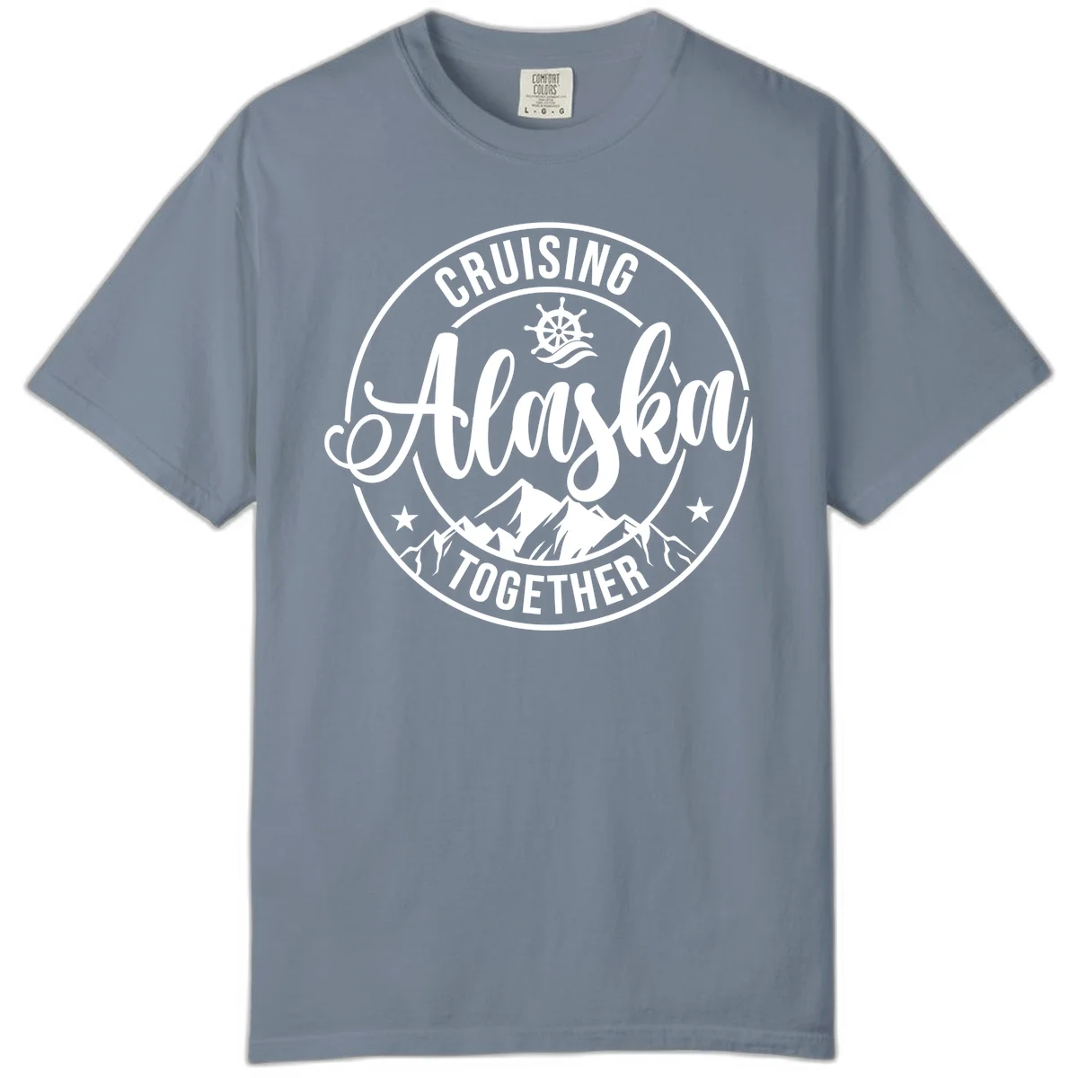 Cruising Ashore Together Badge Comfort Color in Blue Jean