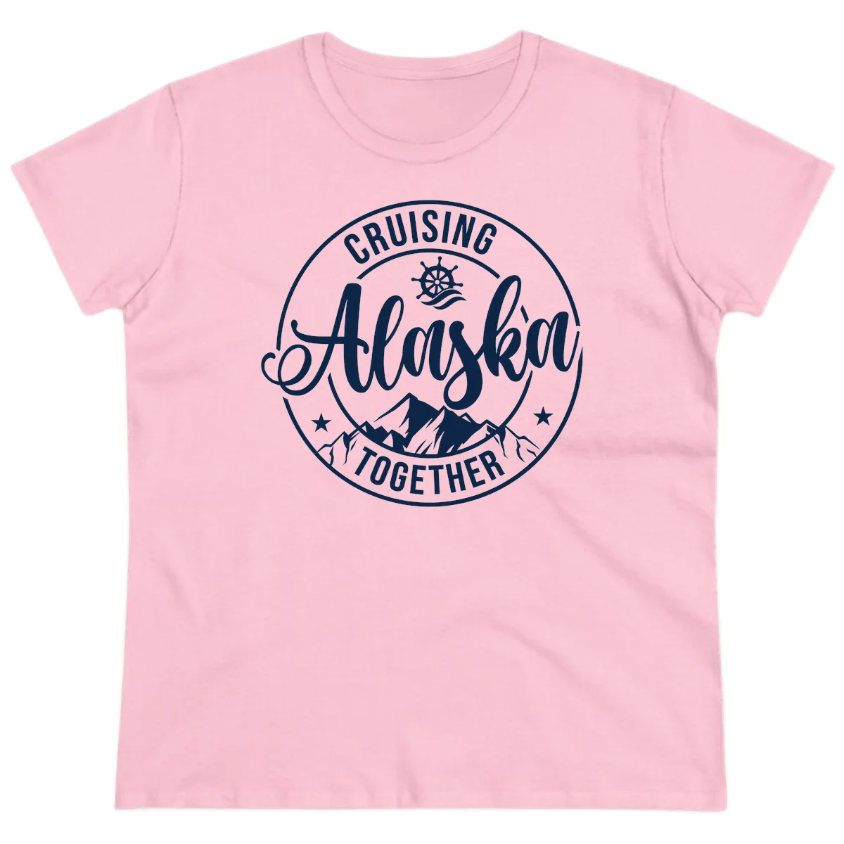 Cruising Ashore Together Badge Ladies Tee in Light Pink