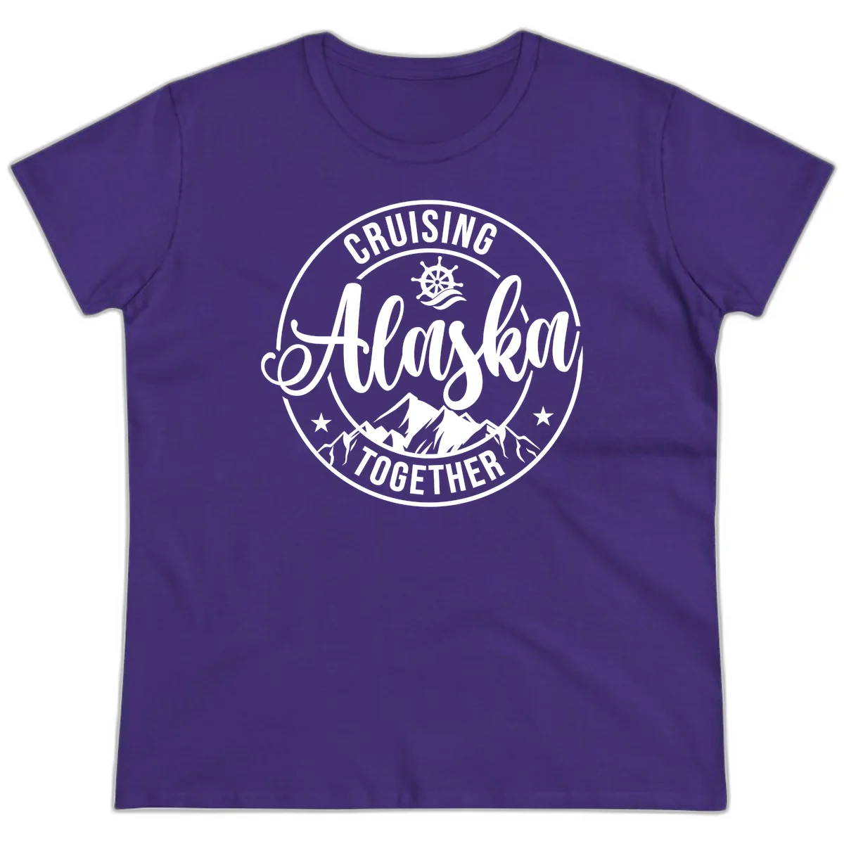 Cruising Ashore Together Badge Ladies Tee in Purple