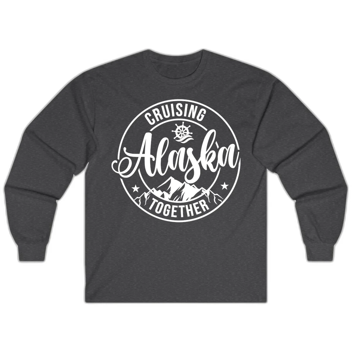 Cruising Ashore Together Badge Long Sleeve in Dark Heather