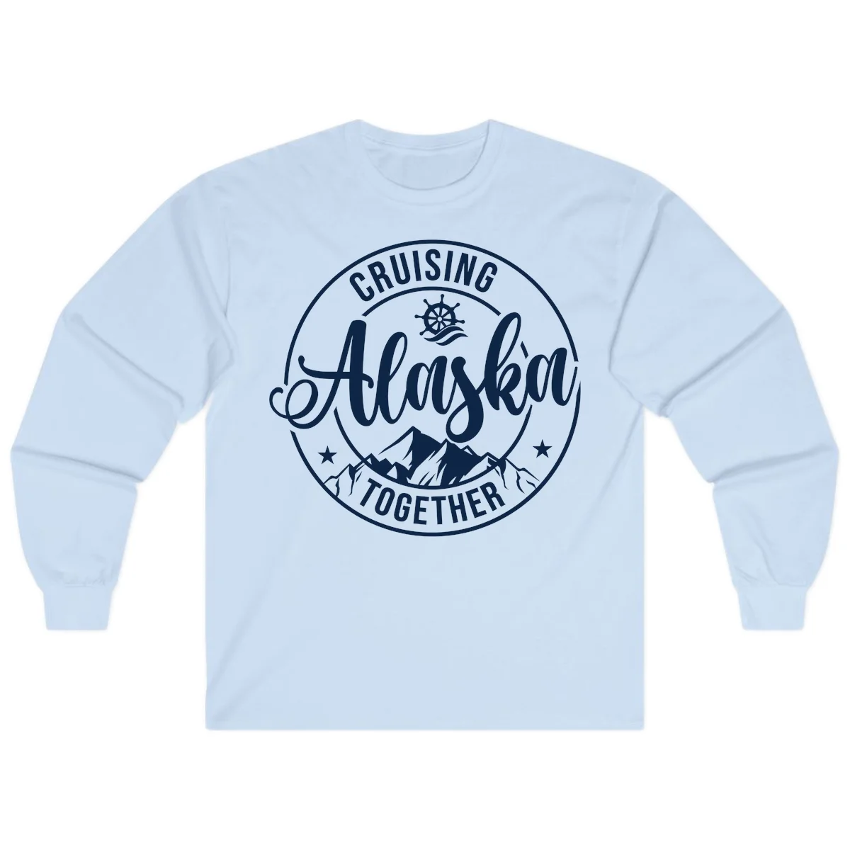 Cruising Ashore Together Badge Long Sleeve in Light Blue