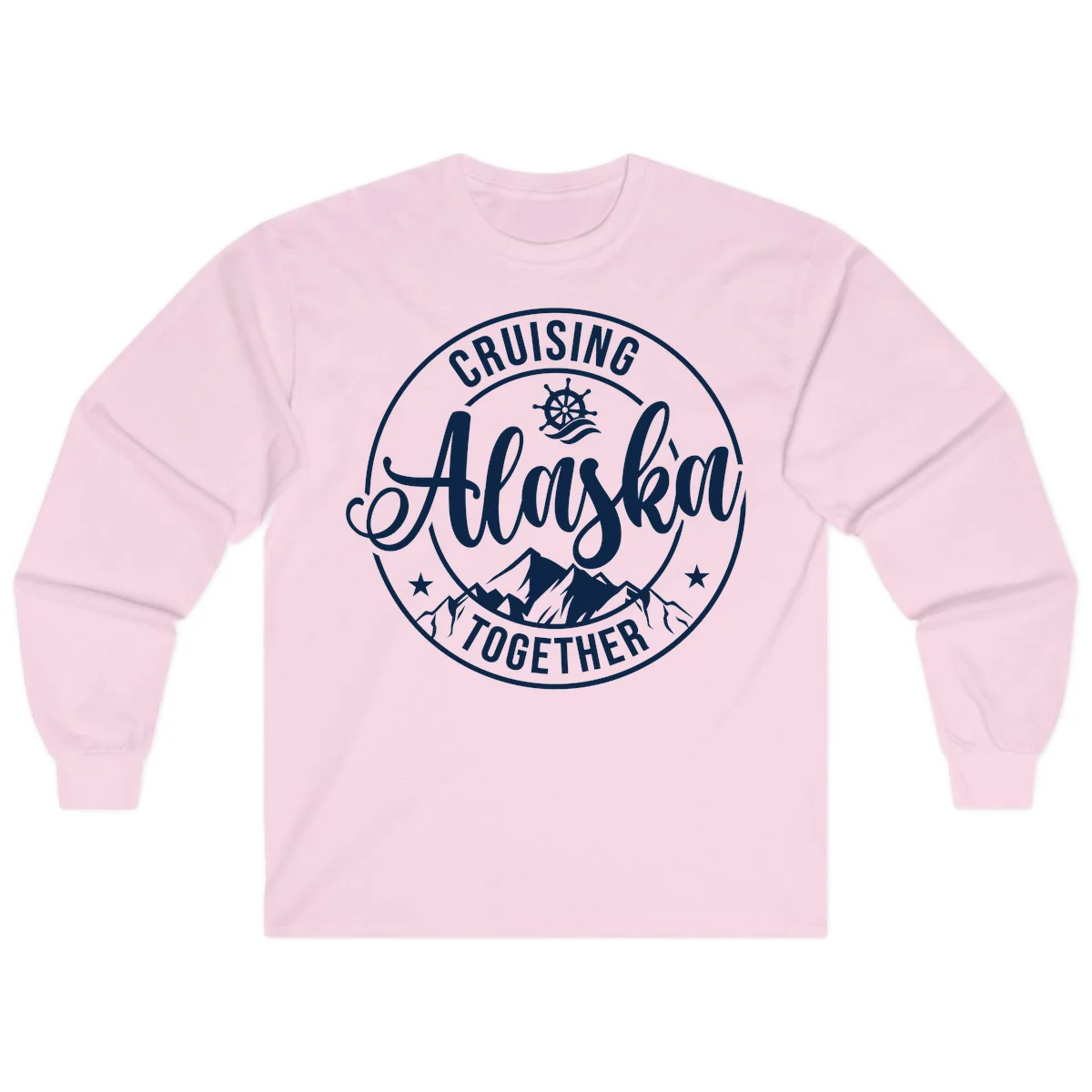 Cruising Ashore Together Badge Long Sleeve in Light Pink