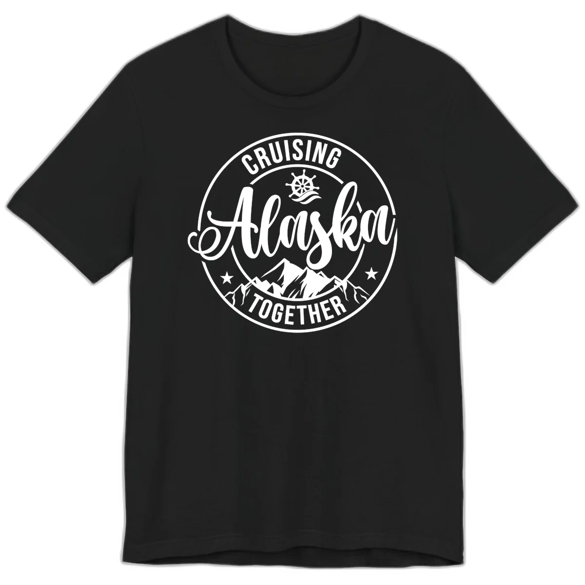 Cruising Ashore Together Badge Premium Tee in Black