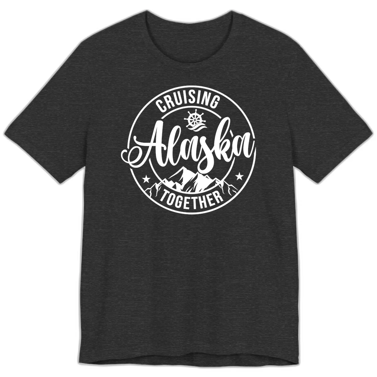 Cruising Ashore Together Badge Premium Tee in Dark Grey Heather
