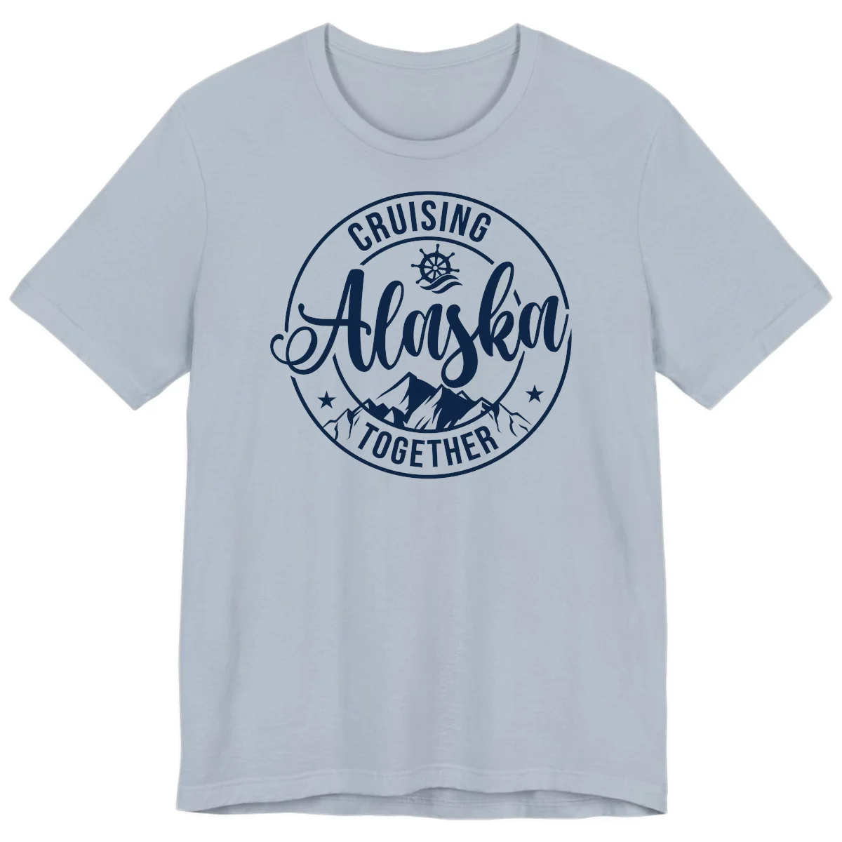 Cruising Ashore Together Badge Premium Tee in Light Blue