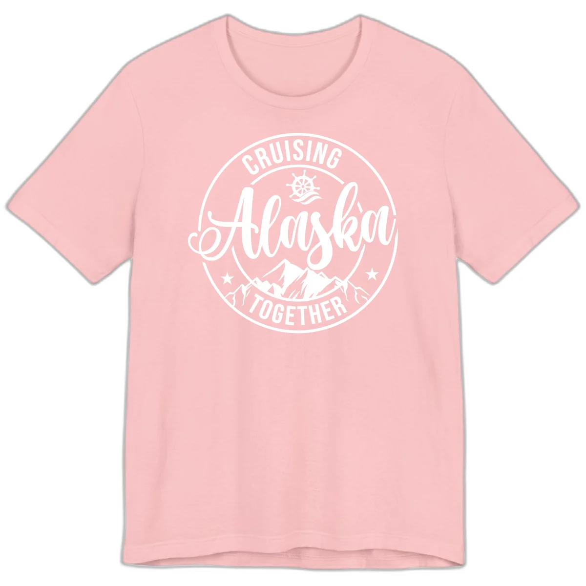 Cruising Ashore Together Badge Premium Tee in Pink
