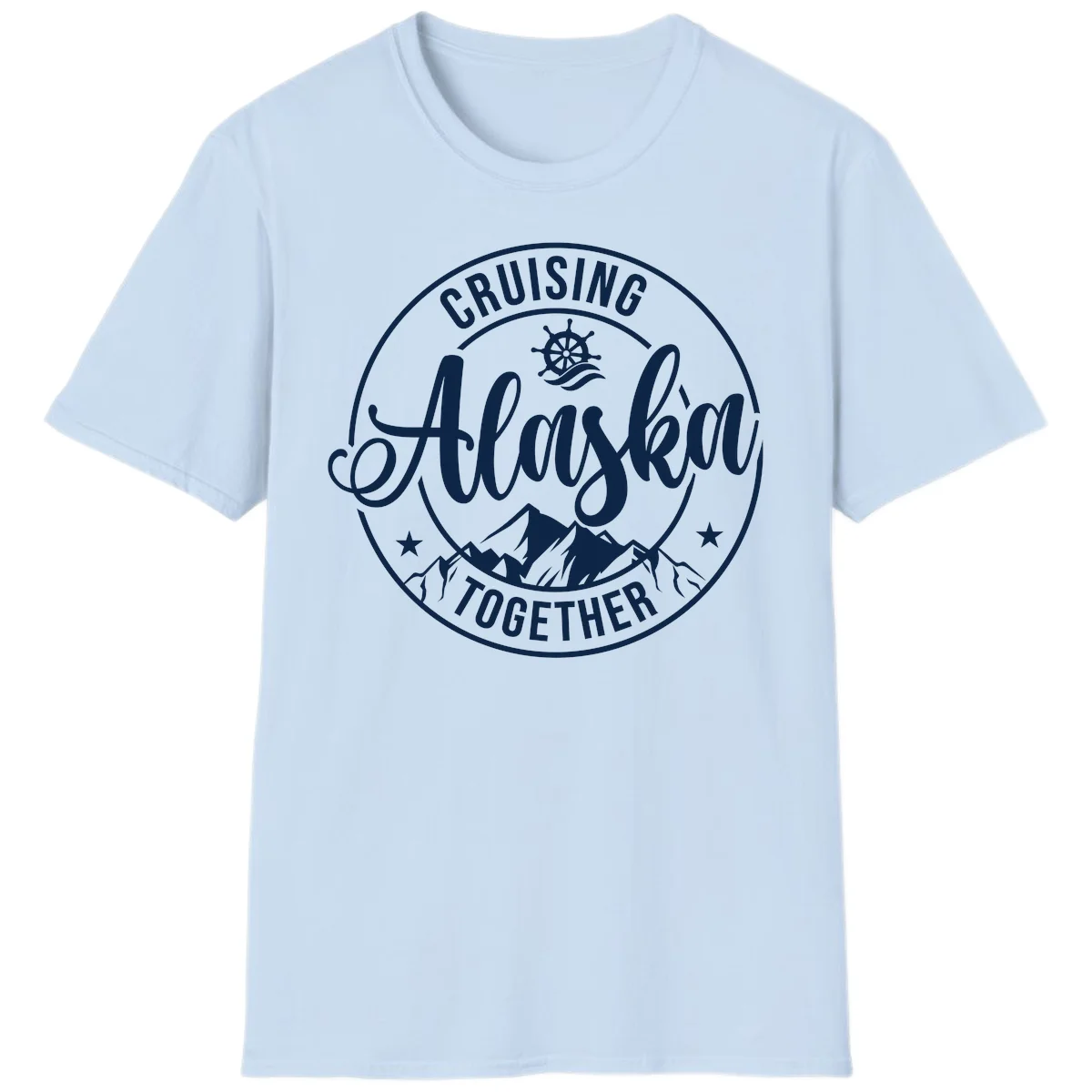 Cruising Ashore Together Badge T-Shirt in Light Blue