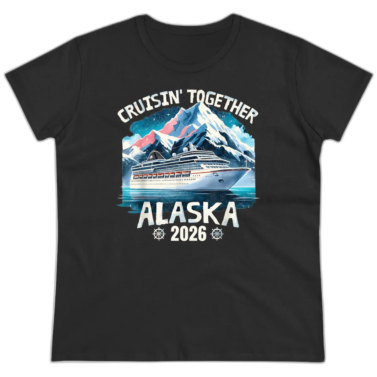 Cruising Into Alaska 2025 Ladies Tee in Black