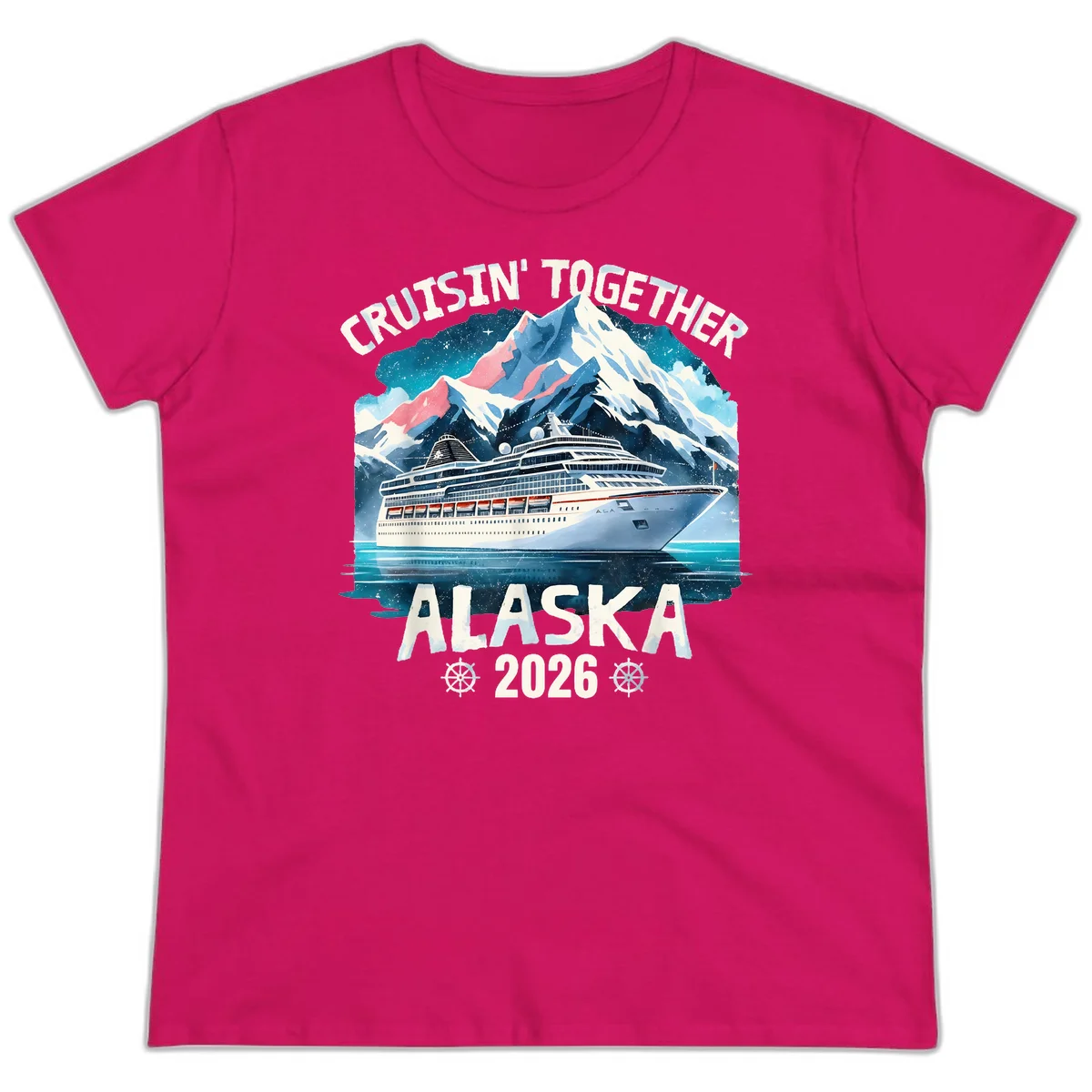 Cruising Into Alaska 2025 Ladies Tee in Heliconia